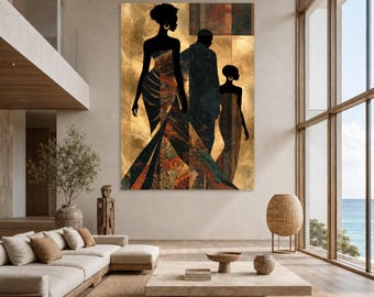 Elegant Silhouette Canvas Print, Modern Wall Art, Rich Colors, Chic Home Decor