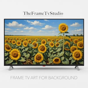 Sunflower Field Frame TV Stand Cover, Decorative TV Background for Living Room, Modern Wall Mount Screen Decor, Digital Download