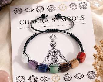 7 Chakra Crystal Bracelet, Adjustable Healing Gemstone Bracelet, Meditation Yoga Jewelry, Natural Stone Energy Bracelet, Spiritual Gift