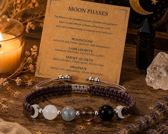Bracelet en pierre de lune phase de lune, cadeau bijoux céleste pour femme, bracelet pierre de lune naturelle, cadeau pour amoureux de la lune