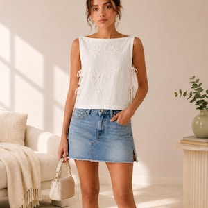 Easy Tie Side Blouse Sewing Pattern, Sleeveless Summer Top Pdf, Instant Download, XS-5XL | A4, US Letter, A0 image 2