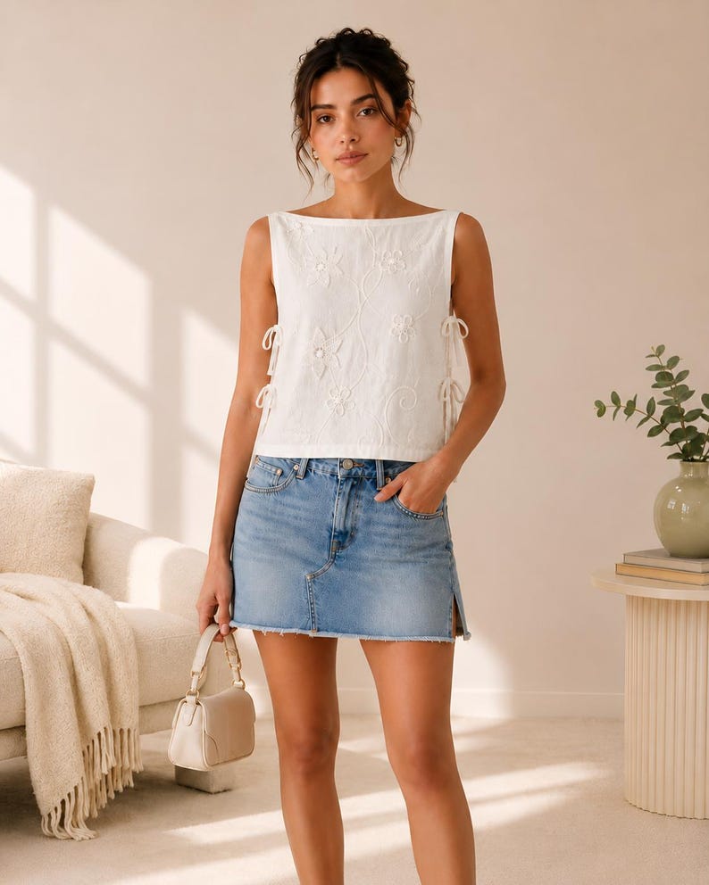 Easy Tie Side Blouse Sewing Pattern, Sleeveless Summer Top Pdf, Instant Download, XS-5XL | A4, US Letter, A0 image 2