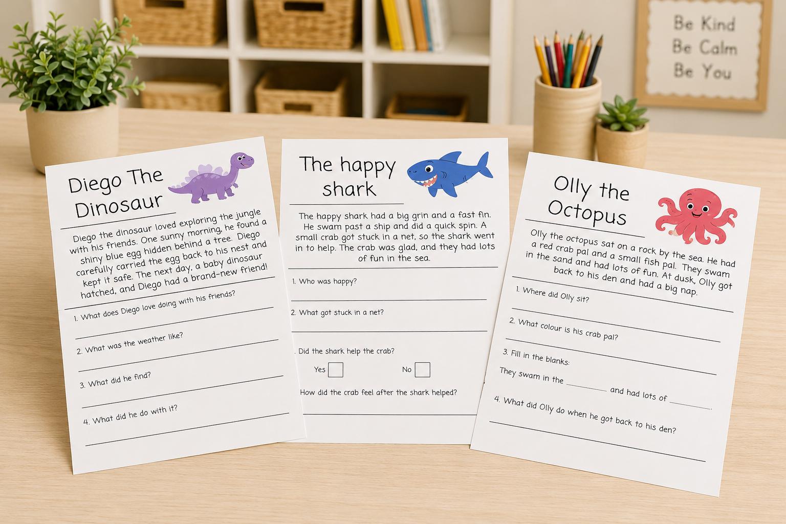 KS1 and EYFS Reading Comprehension Pack | 13 Animal-themed Worksheets ...