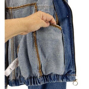 Maeve Denim Jacket Anthropologie Puff Sleeve Blue XL 80s Style Tie Wrist Moto image 5