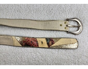 VTG 80s Leather Dress Belt by Dusty Baker Snakeskin 