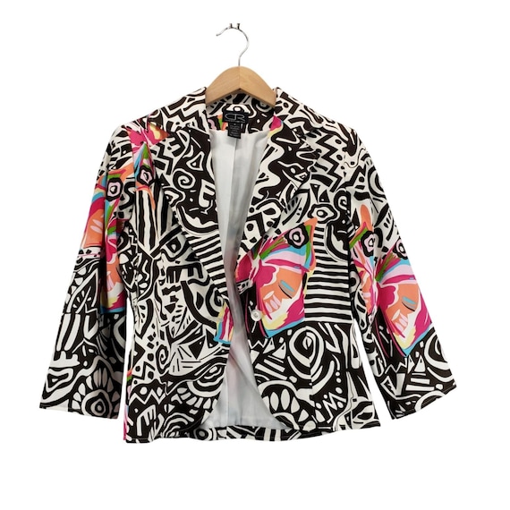Art Wear Blazer 4 CR Sportswear Abstarct Butterfly 3/4 Sleeve Lined Career Wear