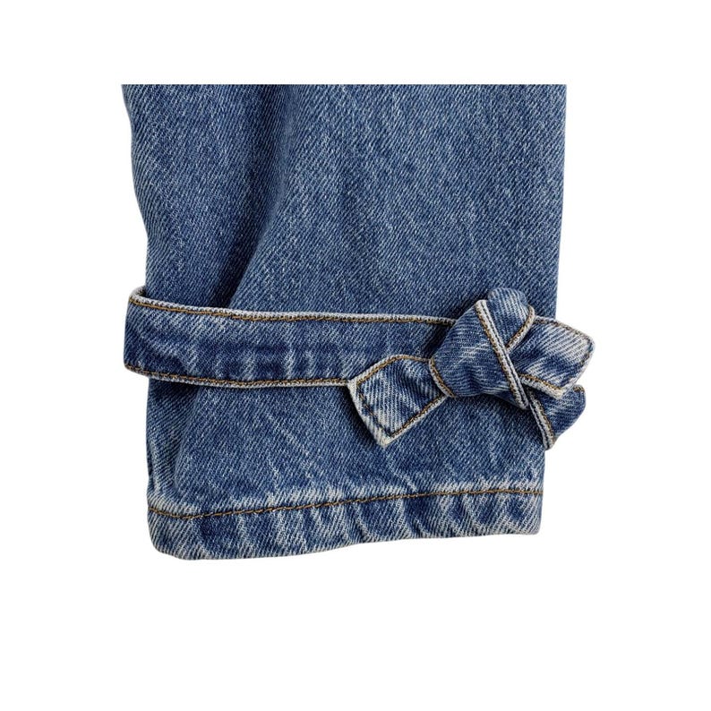 Maeve Denim Jacket Anthropologie Puff Sleeve Blue XL 80s Style Tie Wrist Moto image 6