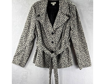 Chaqueta con estampado de leopardo Blazer L Tejido Negro Blanco CATO Carrera Viajes Casual Comodidad