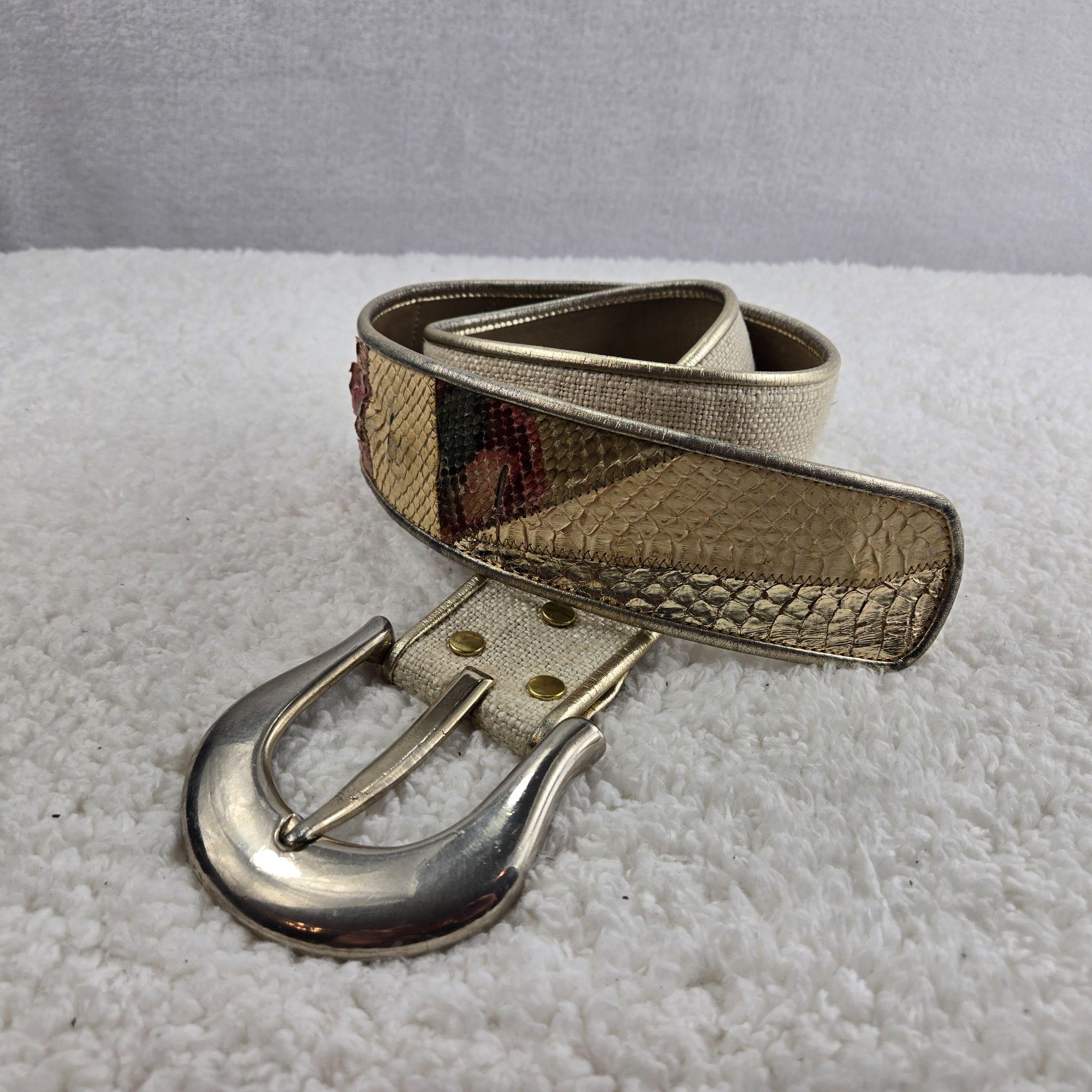 VTG 80s Leather Dress Belt by Dusty Baker Snakeskin  display picture 2