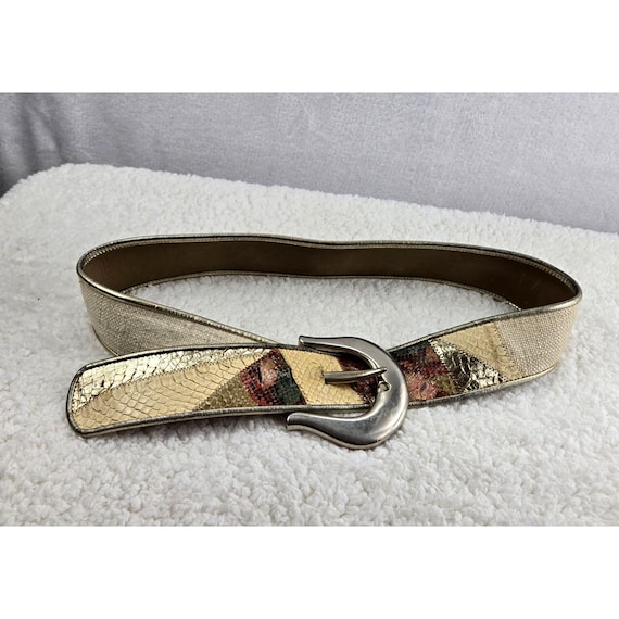 VTG 80s Leather Dress Belt by Dusty Baker Snakeskin  display picture 3