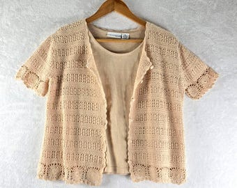 Gehäkelte Jacke Set Creme Sz PL Croft & Beagle Cottage Grandma Core