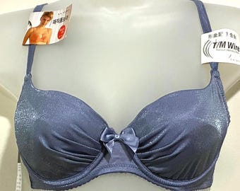 La Vora  38A   Navy Shimmer Balconette Bra | Titanium Underwire | Removable Straps | Magic Form Convertible Bra. NWT