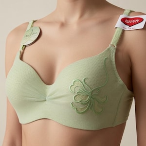 36B Light Green Floral Embroidered Bra NWT | Y2K Vintage La Vora Pistachio