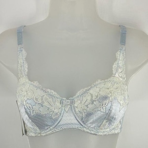 NWT 1990's Iridescent Silver Metallic Floral Lace Bra 34B  Y2K Vintage Lingerie