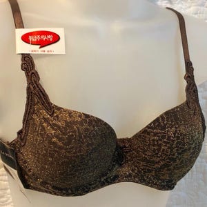 36A Brown Gold Metallic Shimmer Lace Underwire Bra NWT | Y2K Vintage La Vora