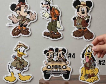 Disney Safari Mickey and Minnie Embroidered Patch, Animal Kingdom Iron On Patches, Adventure Vacation Gift for Bags, Hats and Clothes