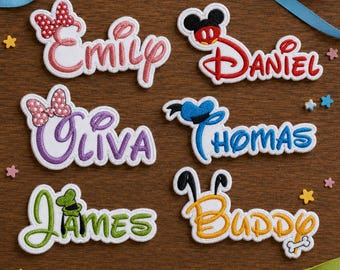 Cutom Name Disney Embroidered Patches, Mickey And Friends Iron On Patch, Name Iron On Jackets, Gifts for Jacket Backpack Hat Patch
