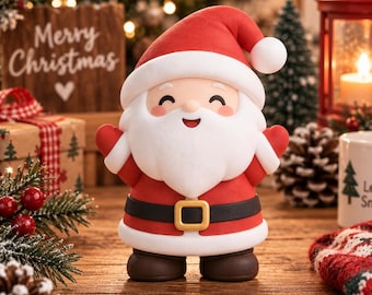 Figura de Papá Noel impresa en 3D, linda decoración navideña para escritorio, decoración navideña para estantes, regalo festivo de Papá Noel