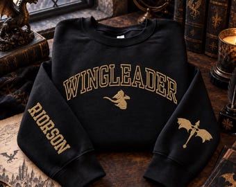 Sudadera bordada Wingleader, sudadera con capucha Fourth Wing Dragon, Xaden Riorson, Basgiath War College, regalo para amantes de los libros, merchandising de la serie Empyrean
