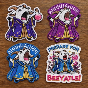Broderad Dungeon Crawler Carl Goat Wizard Patch, Dungeon Crawler Carl Patch, Screaming Goat Wizard, DCC Gamer-gåva, LitRPG-konst, Fantasy
