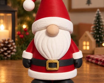 Gnomo navideño impreso en 3D, figura de gnomo de Papá Noel, linda decoración navideña para escritorio, decoración navideña para estante, regalo de Navidad de PLA