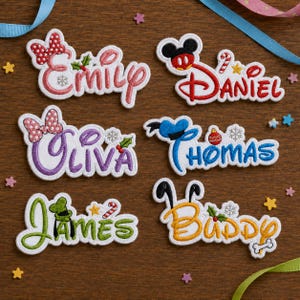 Personalized Disney Christmas Embroidered Patch, Custom Mickey Minnie Daisy Donald Pluto Goofy Xmas Season Iron On Patch, Disney Fan Gift
