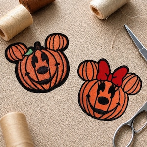 Embroidered Mickey Mouse Pumpkin Patch - Minnie Mouse Iron On Pumpkin patch - Disney Halloween Patch
