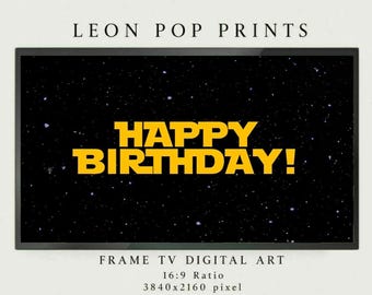 Galaxy Birthday Frame TV Art, Space Celebration Display, 300 DPI Digital Download
