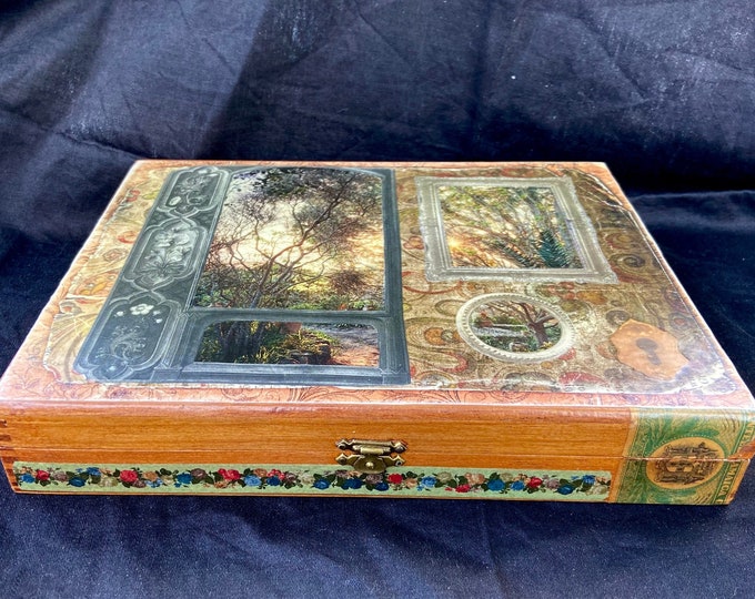 Outsideinside Windows & Trees Cigar Box Multi Paper Decoupage on