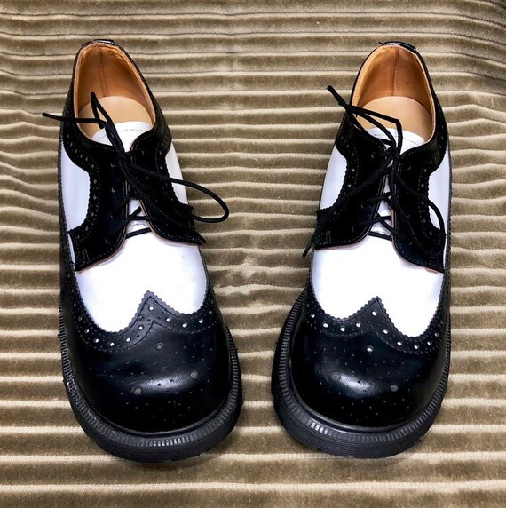 doc martens black and white brogues