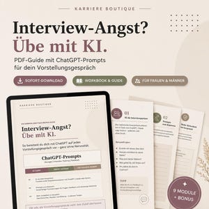 Vorstellungsgespräch mit KI üben – PDF Guide mit ChatGPT Prompts, Interview Training & Bewerbungsgespräch Vorbereitung