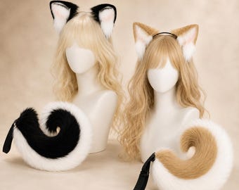 Puppy Dog Ears and Curly Tail Set, Halloween Animal Costume, Kawaii Anime Cosplay Headband, Comic Con Dog Tail Party Props
