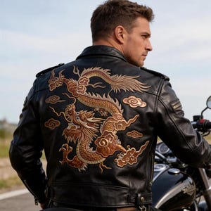 Asian Dragon Totem Embroidered Patch, DIY Sew On Dragon Patch, Biker Style Hole Repair Applique, Unique Gift for Jacket Vest Bag