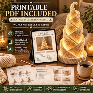 Spiral Crochet Lamp Pattern | Modern LED Lantern PDF (Instant Download)
