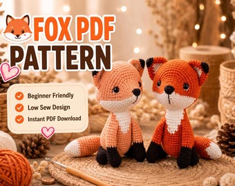 Slim Fox Crochet Pattern PDF – Woodland Amigurumi Tutorial (Digital Download)