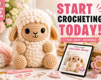 Sheep Crochet Pattern | Low Sew Lamb Amigurumi Tutorial (PDF Download)