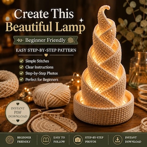 Spiral Crochet Lamp Pattern | Modern LED Lantern PDF (Instant Download)