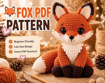 Patrón de ganchillo de zorro en PDF / Tutorial de amigurumi de animales del bosque (descarga digital)