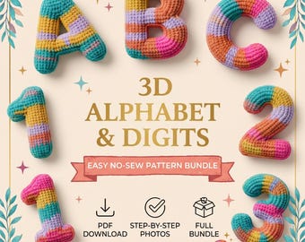 Alphabet Crochet Pattern,Crochet Numbers, ABC Amigurumi Letters Tutorial DIY (Beginner Friendly PDF)