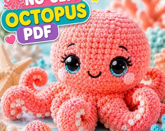 Patrón de mini pulpo a crochet en PDF / Llavero de peluche amigurumi sin costuras (descarga digital)