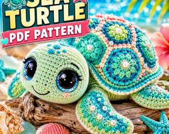Patrón de ganchillo de tortuga marina en PDF / Tutorial de amigurumi de la abuela (descarga digital)
