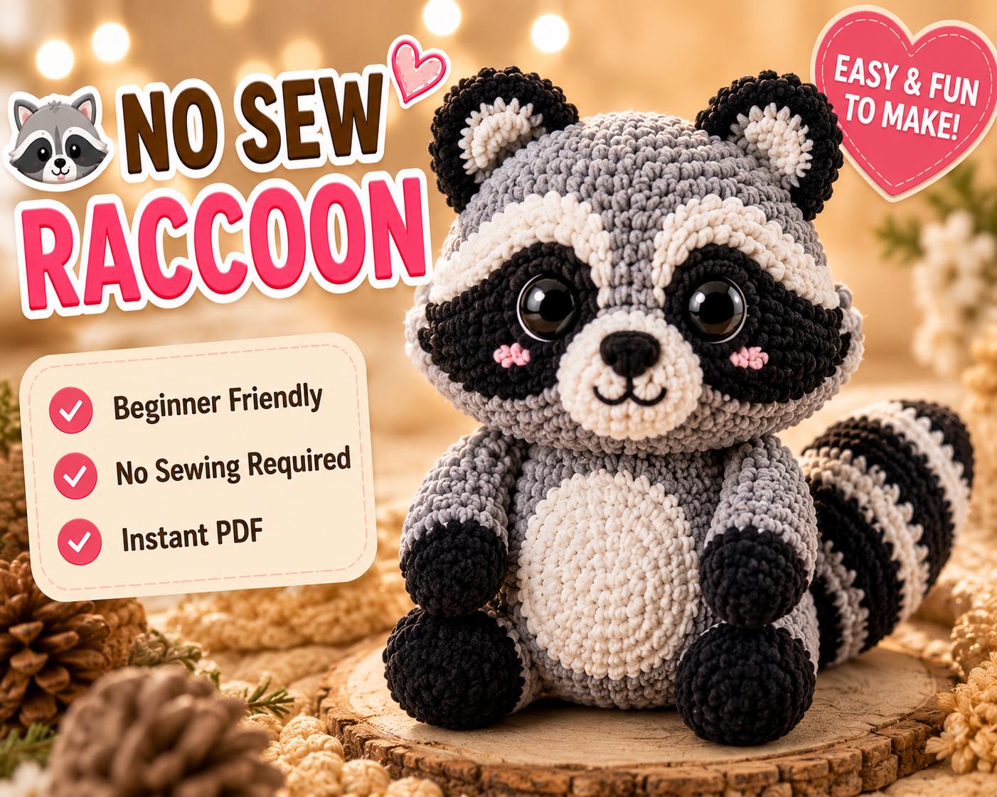 30 Raccoon Crochet Patterns for Woodland Amigurumi, Plushies, and Loveys 31 No-Sew Woodland Raccoon Plush Tutorial