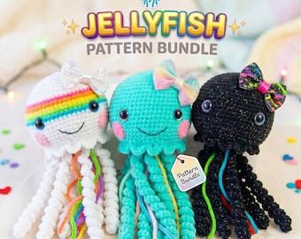 Patrón de ganchillo de medusa amigurumi / Criatura marina con tentáculos rizados (Descarga en PDF)