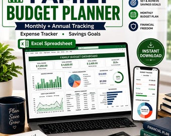 Hoja de cálculo para planificar el presupuesto familiar y realizar un seguimiento de los gastos mensuales (descarga en Excel).