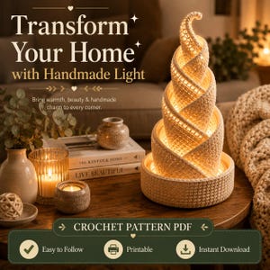 Spiral Crochet Lamp Pattern | Modern LED Lantern PDF (Instant Download)