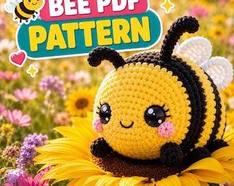 Patrón de ganchillo para abeja gruesa / Tutorial de amigurumi sin costuras (descarga en PDF)