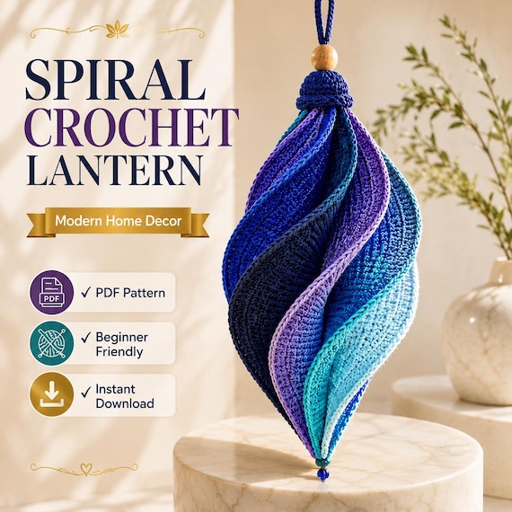 Crochet Wind Spinner Pattern PDF | 3D Twisted Hanging Ornament | Aurora Petal Helix Garden Decor | 8 Panel Crochet Pattern |Instant Download