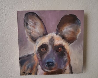 African Wild Dog Oil Painting