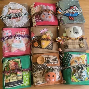 Mini taccuino/diario in tessuto fatto a mano, con simpatici motivi di animali e patchwork, diario rilegato a mano con copertina in tessuto, piccolo taccuino/diario