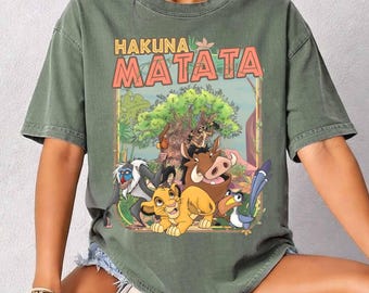 Vintage Lion King Movie Hakuna Matata PNG, Disneyland Vacation Family Trip Png, Animal Kingdom Trip 2026 Simba Pumba Timon
